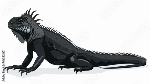 Black Spiny Tailed Iguana flat vector isolated on white