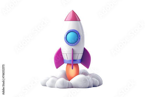 Cute Minimalist Rocket Icon in Purple Blue