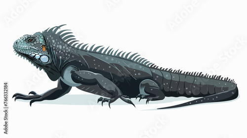 Black Spiny Tailed Iguana flat vector isolated on white