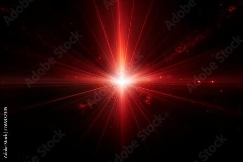 Red light flare isolated black background