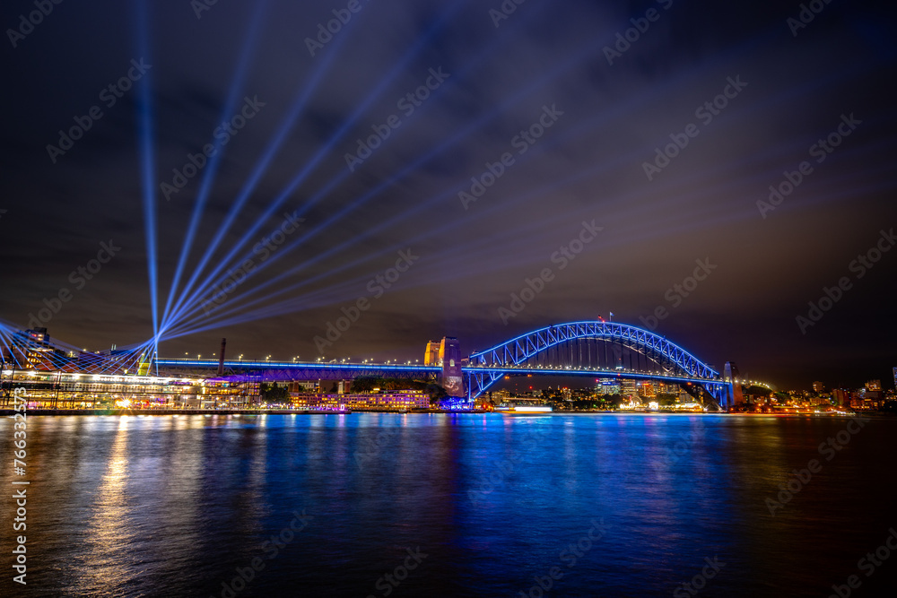 Sydney, Australia - Sydney Harbour Bridge illuminated during Vivid Sydney, the annual festival of light, music and ideas. Sydney, Australia - Sydney Harbour Bridge illuminated during Vivid Sydney, the annual festival of light, music and ideas.