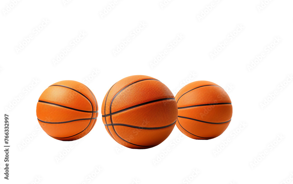 Basketball Match Balls Prepared for Play Isolated on Transparent Background PNG.