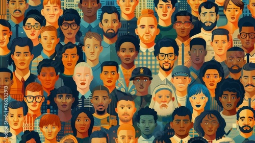 Illustration depicting the human faces behind economic inequality emphasizing the disparities in income education and access to basic needs.