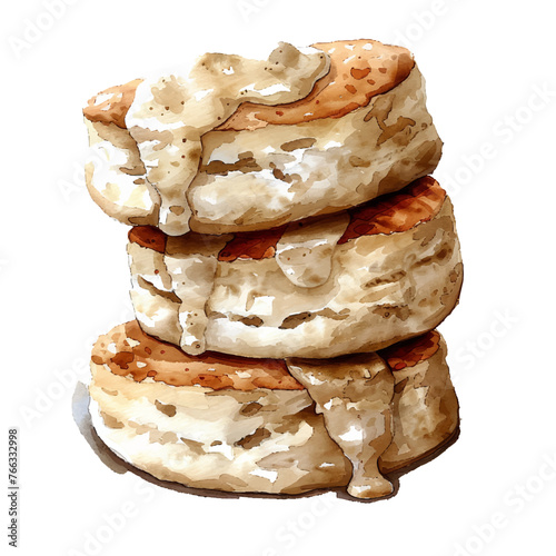 biscuit and gravy vector illustration in watercolour style