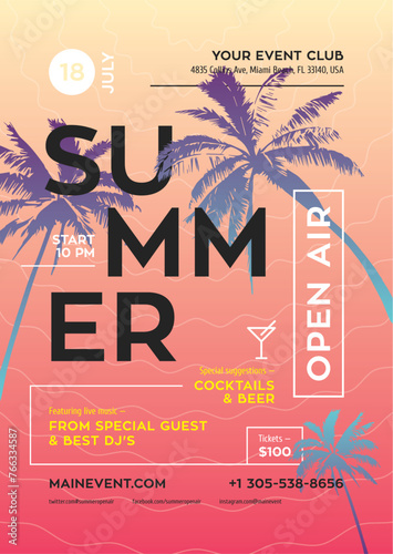 Summer Music Party Festival Poster Flyer Template