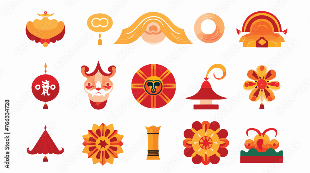 Chinese New Year flat icon flat vector isolated on white
