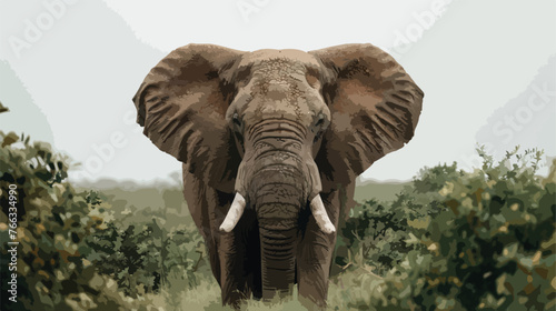 Closeup portrait of a big African elephant with ears
