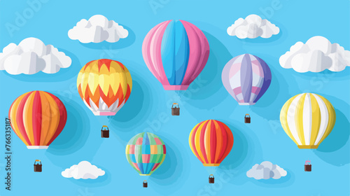 Colorful Hot Air Balloons Floating Against a Blue Sky