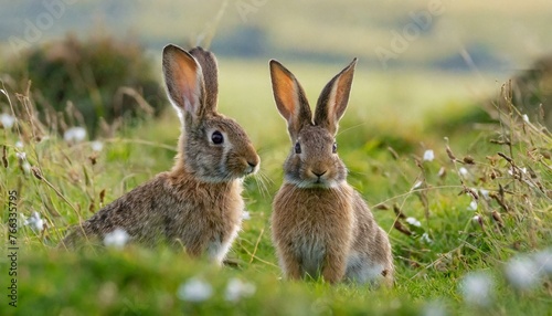 Obraz na płótnie rabbits in the grass w salonie