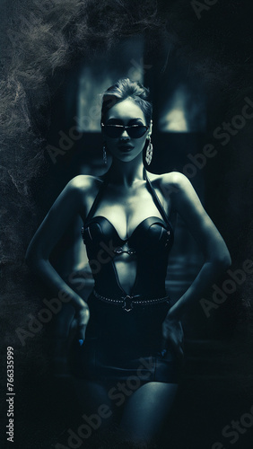 sensual woman with sunglasses, photo, fashion, cinematic, portrait photography. generative ai 