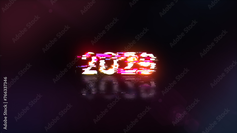 3D rendering 2029 text with screen effects of technological glitches - obrazy, fototapety, plakaty 