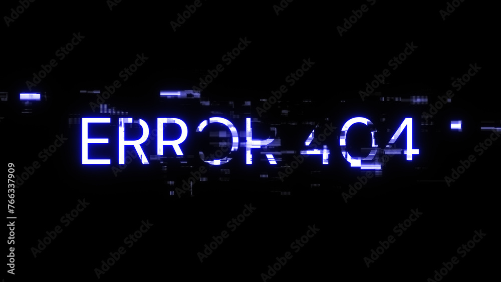 3D rendering error 404 text with screen effects of technological glitches 3D rendering error 404 text with screen effects of technological glitches