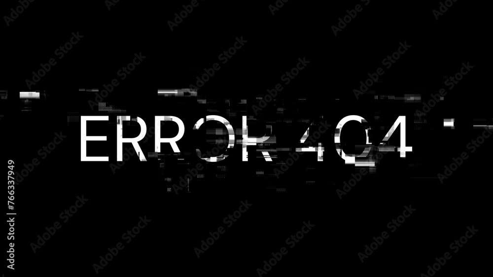 3D rendering error 404 text with screen effects of technological glitches