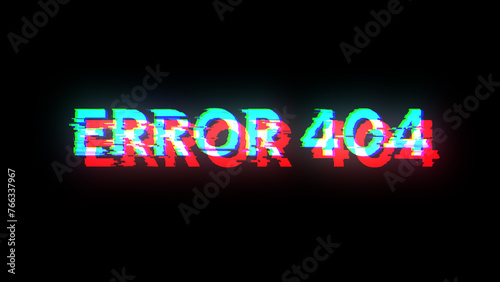 3D rendering error 404 text with screen effects of technological glitches