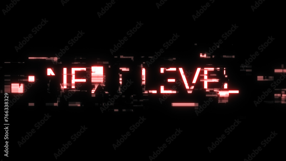 3D rendering next level text with screen effects of technological glitches