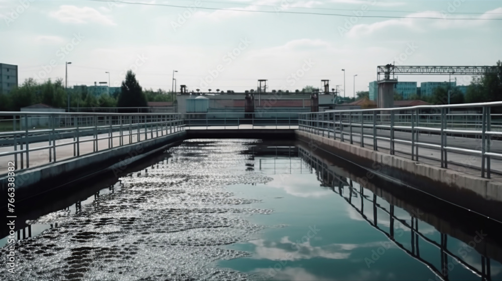Waste water treatment plant. Modern urban wastewater treatment plant