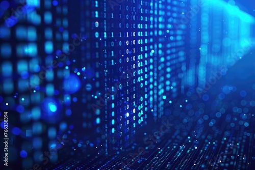 Wallpaper Mural Blue Binary Background - Abstract Technology Science Concept with Brain and Business Connection on Hi-Tech Binary Blue Background Torontodigital.ca