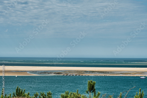 Dune du Pilat is the highest sand dune in Europe and is located at the Cote d Argent, the silver coast, at the atlantic ocean of France close to Arcachon and cap ferret. photo
