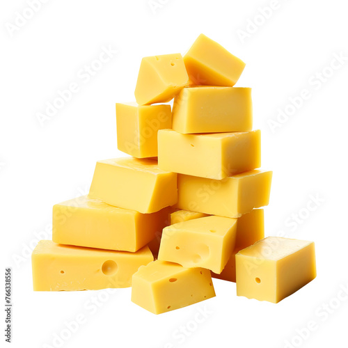 Pieces of cheese isolated on white background	