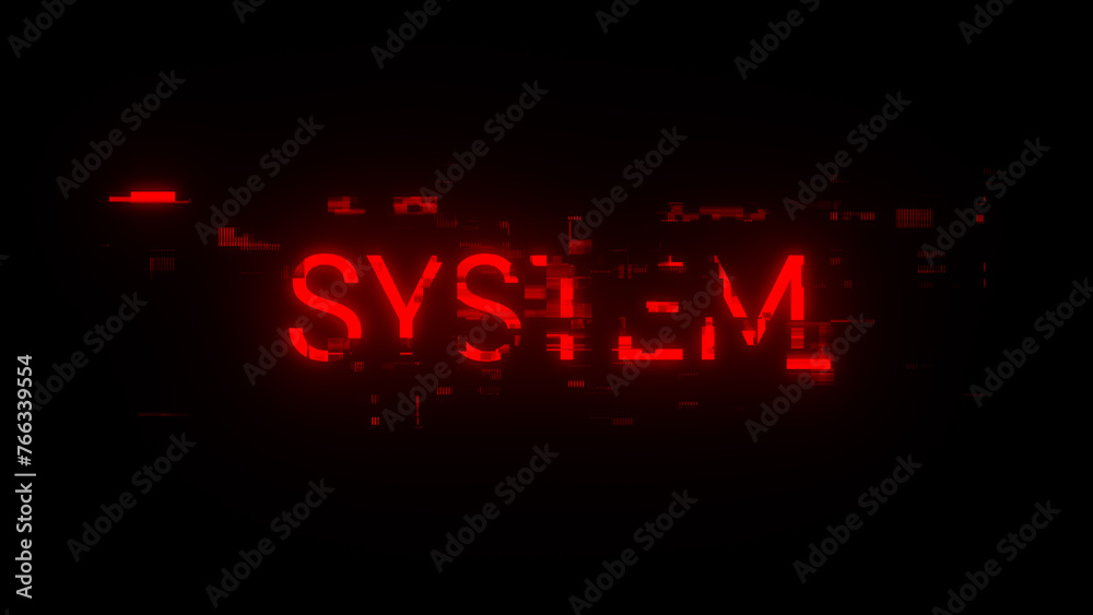 3D rendering system text with screen effects of technological glitches 3D rendering system text with screen effects of technological glitches