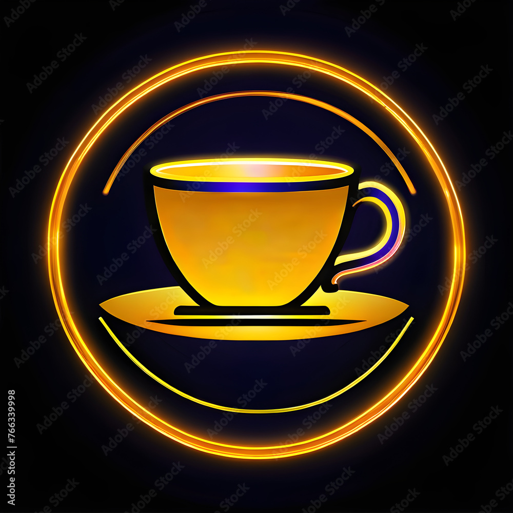Golden Neon Mug Cup Icon: Shine Bright with Elegance(Generative AI) Golden Neon Mug Cup Icon: Shine Bright with Elegance(Generative AI)