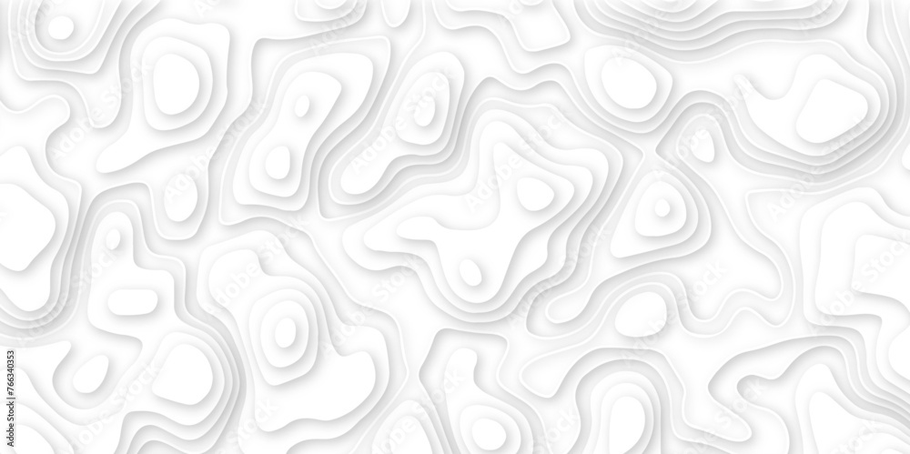 Abstract white paper cut background with line. 3d topography relief. Vector topographic illustration. realistic papercut decoration textured with wavy layer and shadow. seamless pattern wave design.