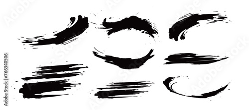 筆の質感　墨　インク　筆模様　波模様筆の筆跡素材。