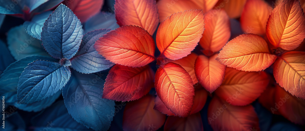 A striking visual of contrasting colors in nature, highlighting the beauty of the leaf's structure