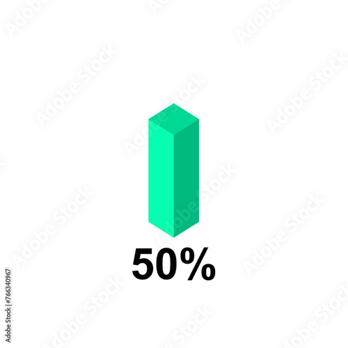 Slim chart template, number text 10% to 100%. Flat design interface illustration chart infographic elements for ui ux app web banner button vector