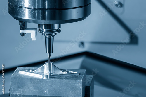 Tablou pe pânză The CNC milling machine high precision cutting  mold part by solid ball end mill tool