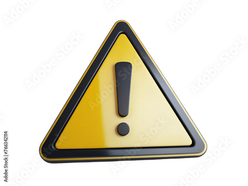 3d rendering of a triangle warning sign isolated on a transparent background.