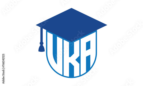 VKA initial letter academic logo design vector template. school college logo, university logo, graduation cap logo, institute logo, educational logo, library logo, teaching logo, book shop, varsity