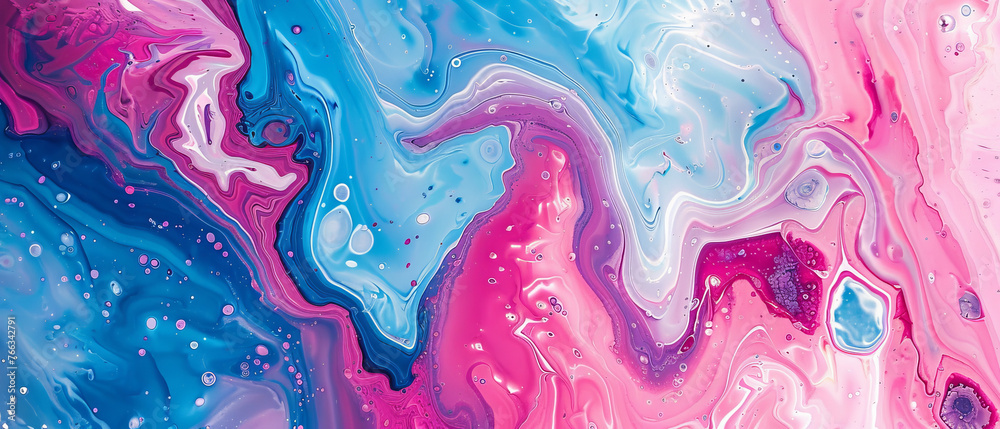 Swirls of blue, pink, and white create a mesmerizing fluid design that speaks to artistic creativity and emotion