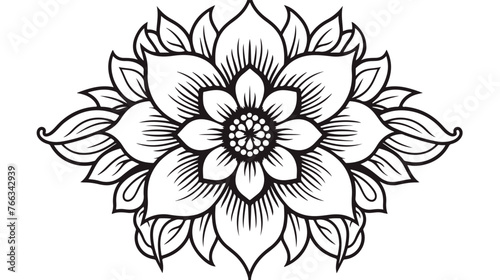 Flower Mandala with vintage floral style for coloring