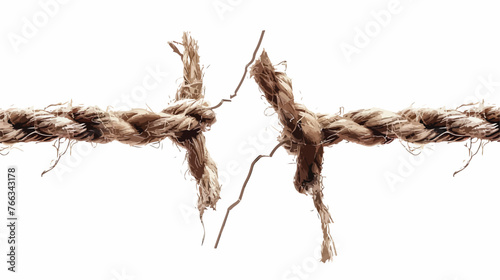 Frayed Rope about to Break flat vector isolated on white