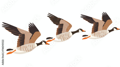 Geese Flying in V Formation flat vector isolated on white