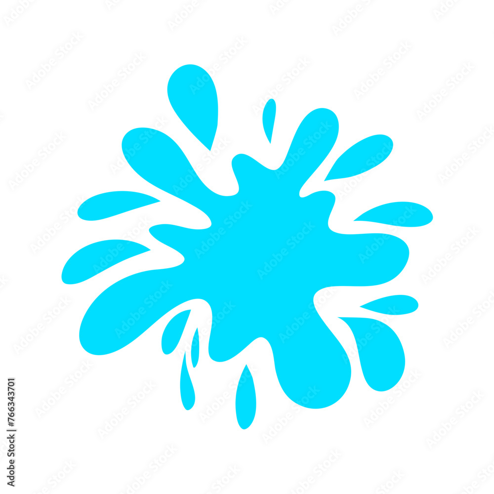 Paint splattered sky blue. Flat collection splash round, fluid decorative shapes. Cartoon splash. Isolated vector illustration Paint splattered sky blue. Flat collection splash round, fluid decorative shapes. Cartoon splash. Isolated vector illustration