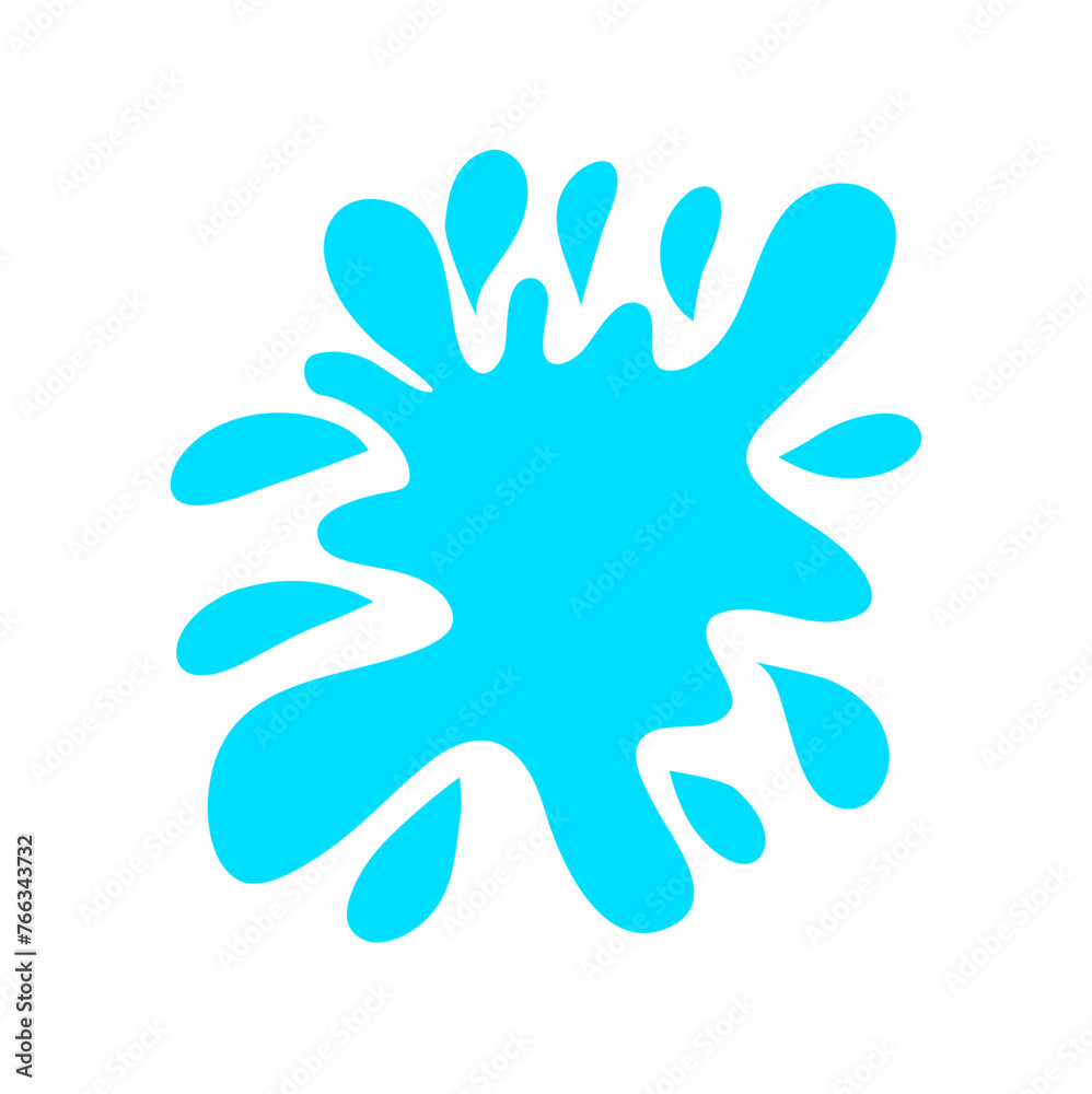 Paint splattered sky blue. Flat collection splash round, fluid decorative shapes. Cartoon splash. Isolated vector illustration Paint splattered sky blue. Flat collection splash round, fluid decorative shapes. Cartoon splash. Isolated vector illustration