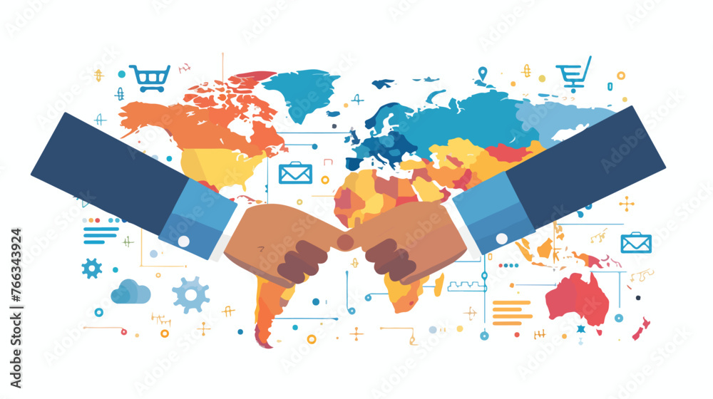 Global Business Partnerships flat vector isolated on