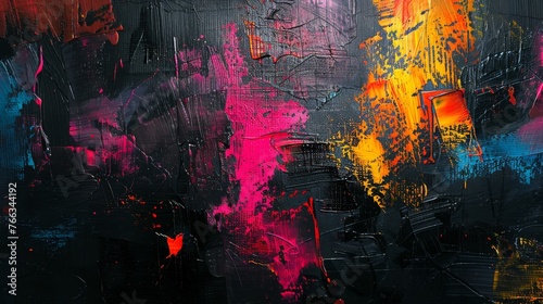 Abstract Vibrant Color Painting on Dark Backdrop