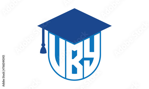 VBY initial letter academic logo design vector template. school college logo, university logo, graduation cap logo, institute logo, educational logo, library logo, teaching logo, book shop, varsity
