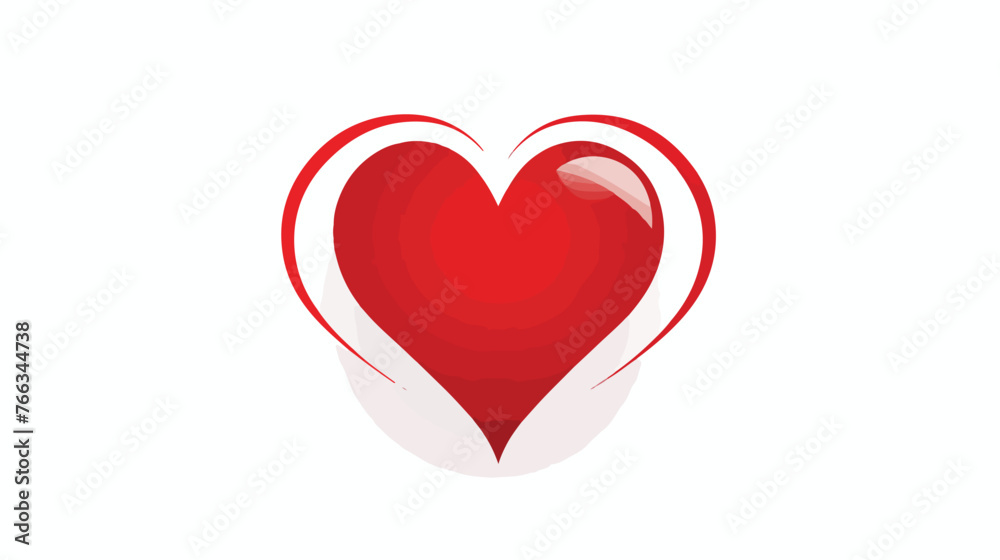 Heart love romantic icon flat vector isolated on white