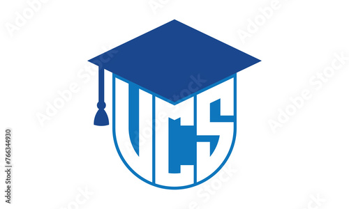 VCS initial letter academic logo design vector template. school college logo, university logo, graduation cap logo, institute logo, educational logo, library logo, teaching logo, book shop, varsity