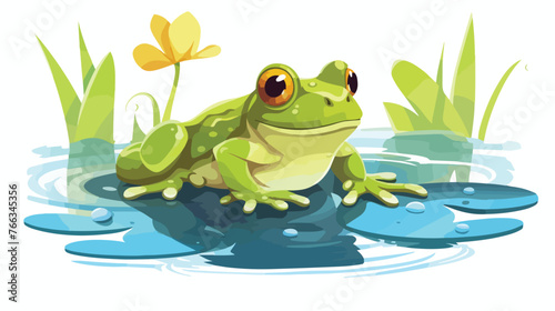Illustration of a frog and water on a white background