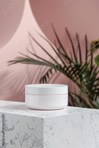 cosmetic cream on a marble table, cosmetic cream mockup, cream jar mockup