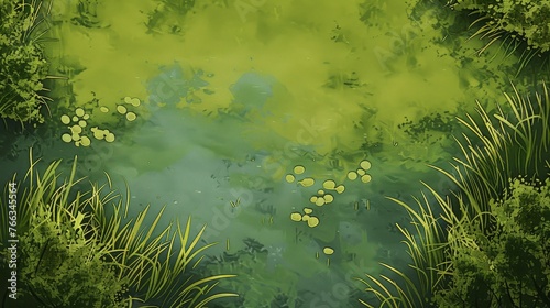 Chinese Ink Style Topdown Open Spaces: Bright Anime Flatland Grass Texture