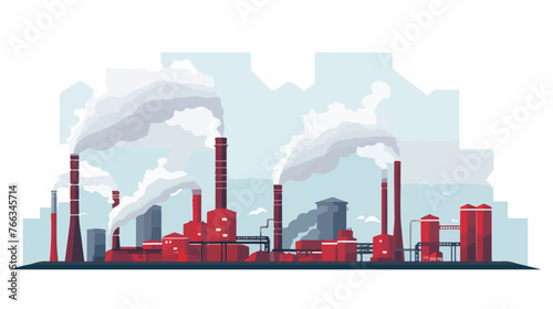 Industrial Smokestacks flat vector isolated on white