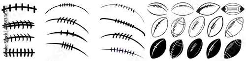 Football icon vector set. American football ball illustration sign collection. American football symbol. Sport logo.