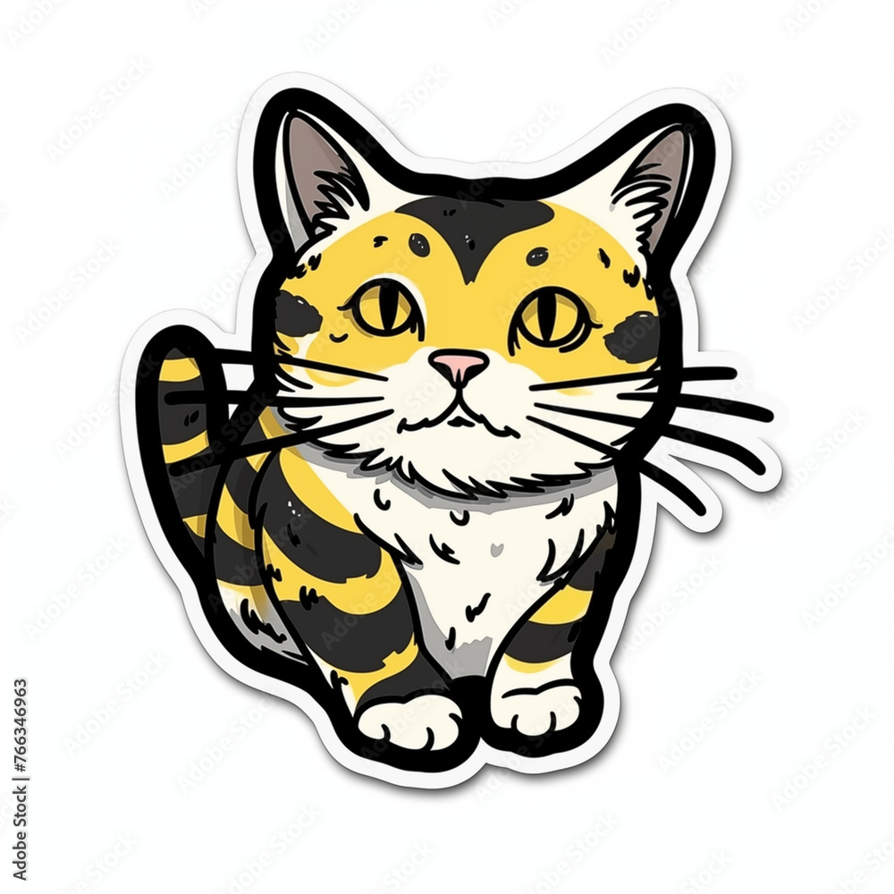 cat bee, sticker on white background