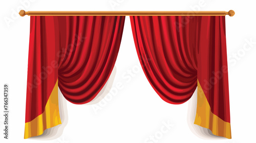 Large Red Stage Curtain flat vector 